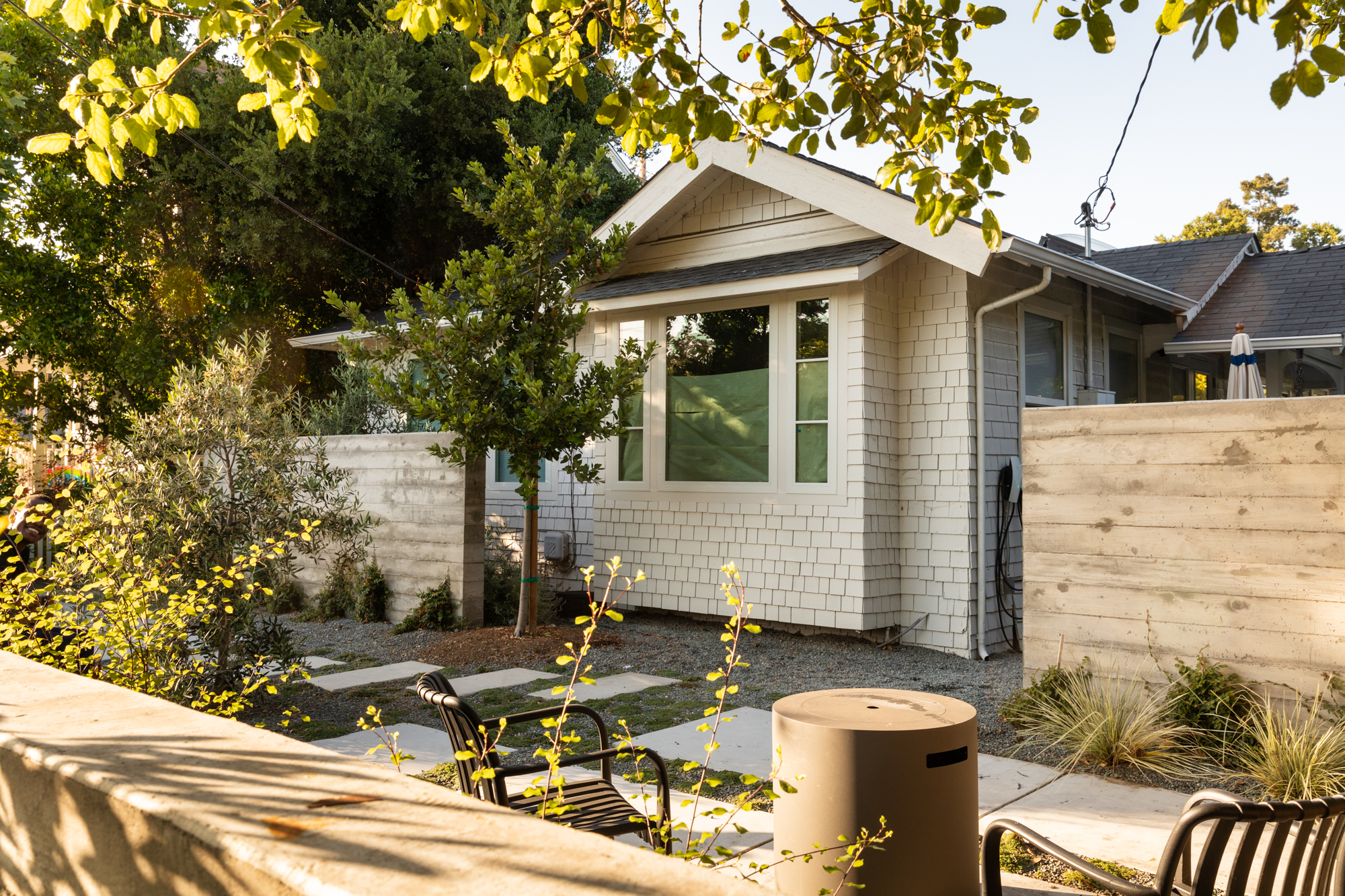 Terrain garden design with outdoor dining area