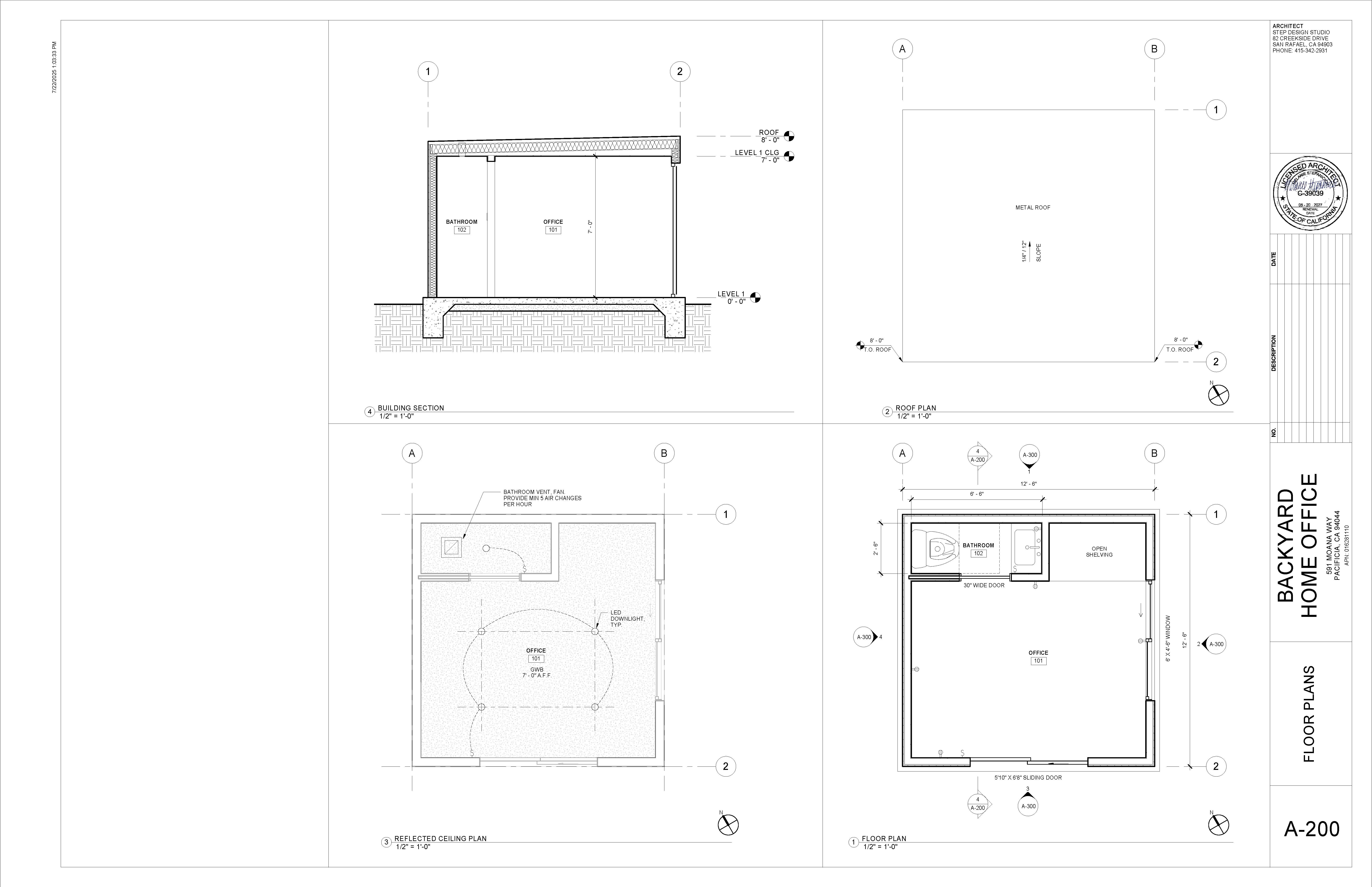 Terrain pergola and courtyard with bold plantings