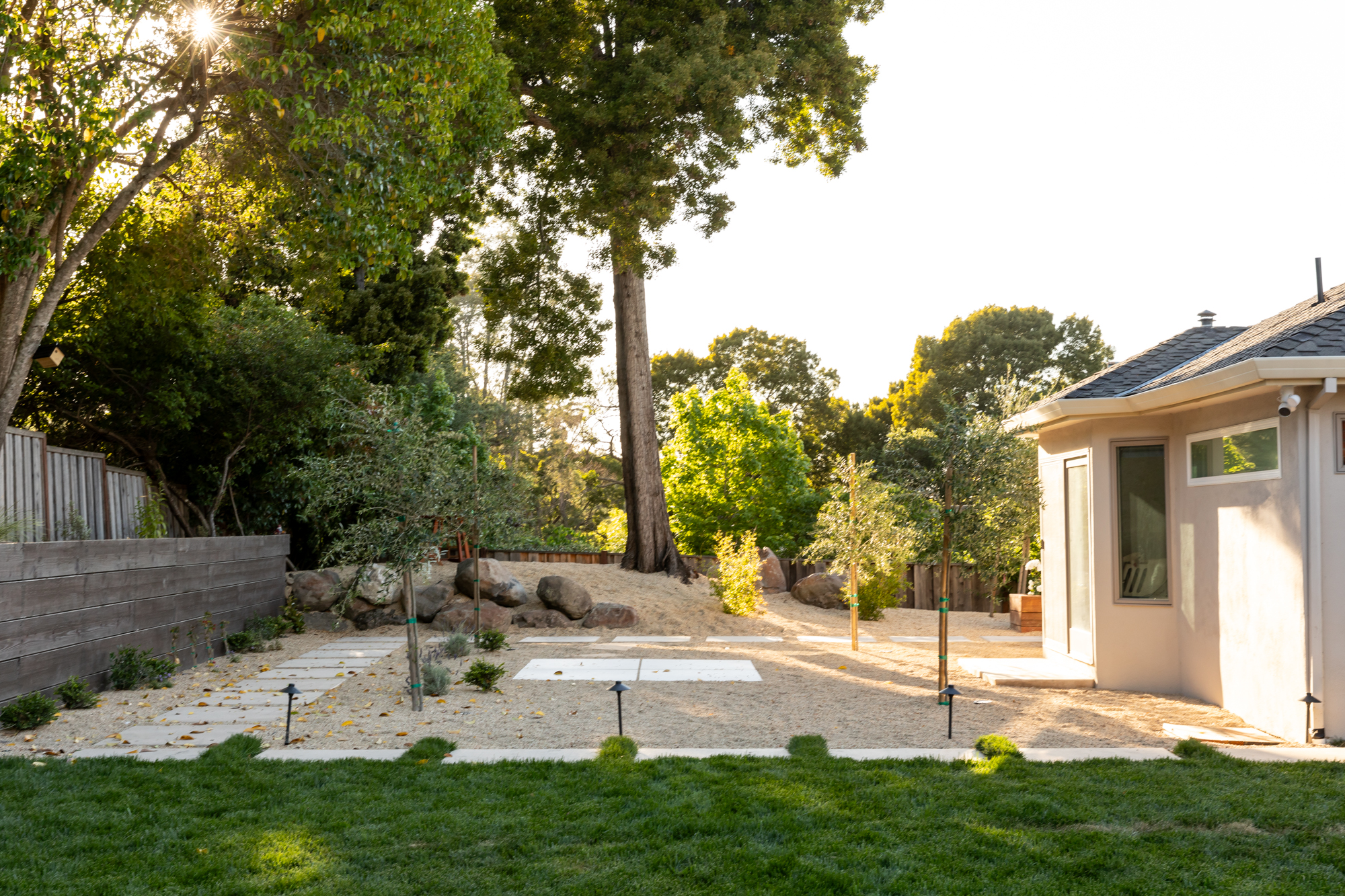 Terrain garden architecture with autumn planting